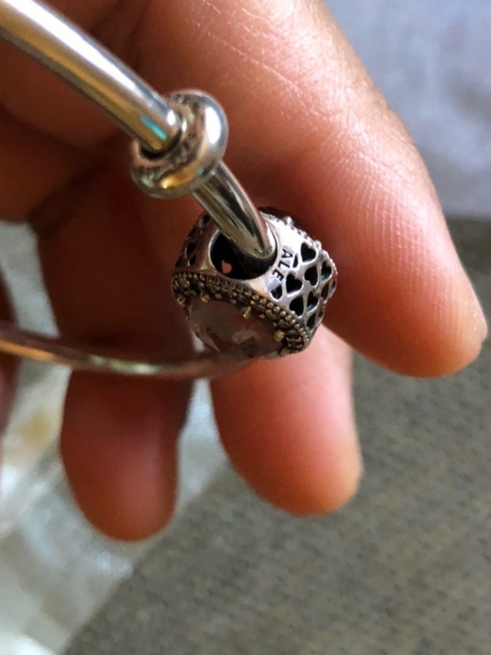 Authentic Pandora Bracelet Bangle Charm & Stoppers - Picture 6 of 7